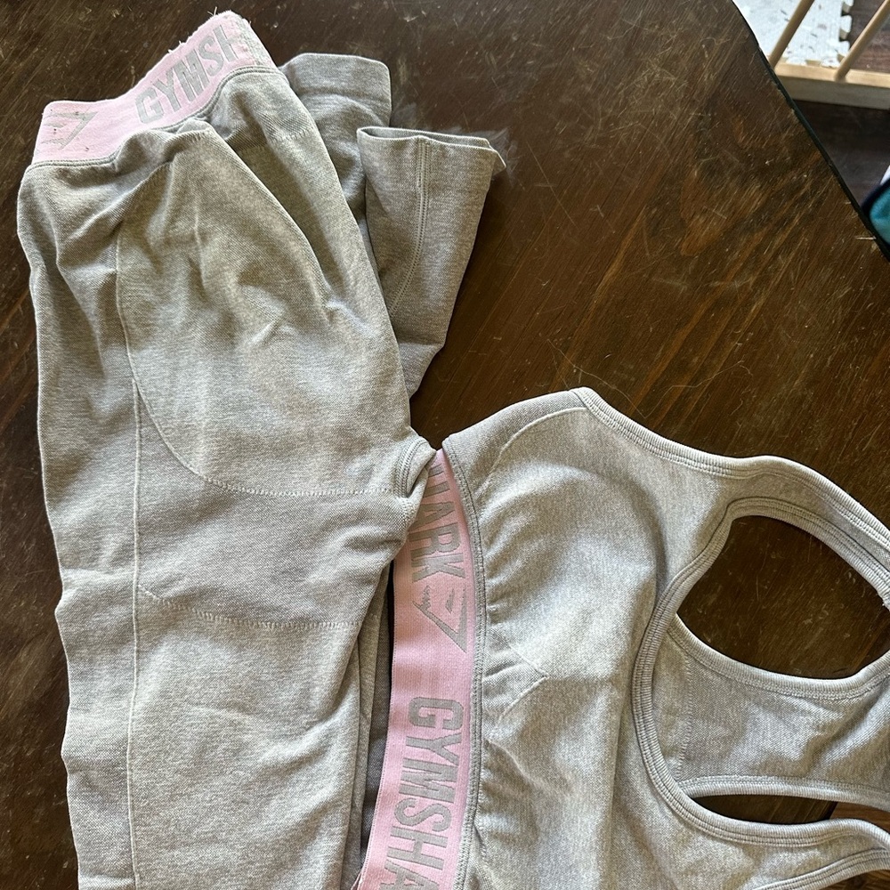 Gymshark Gray and Pink Flex Workout Set
